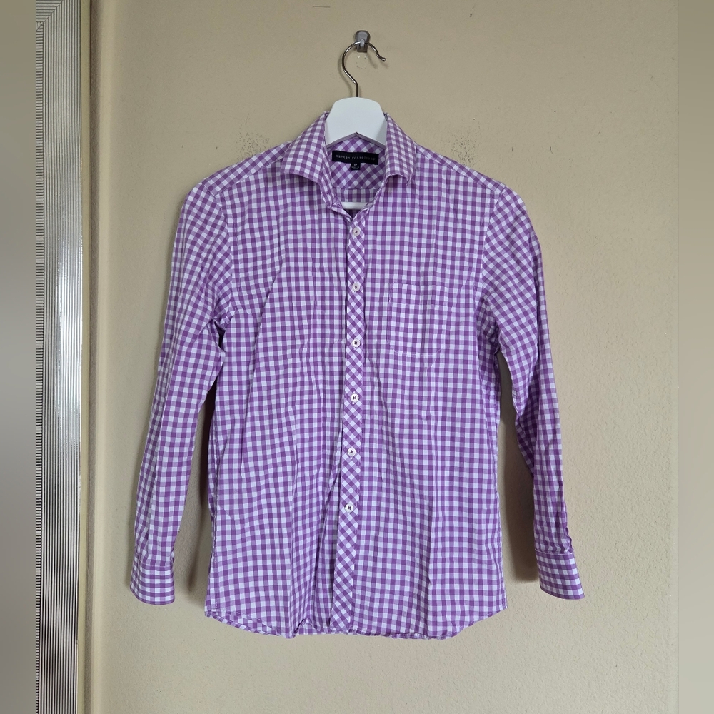 Kids Purple White Gingham Dress Shirt Report Collection 12 Easter Spring Dressy